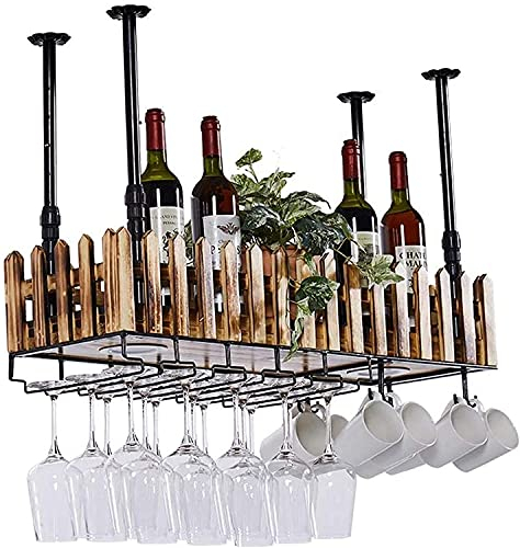 Portabottiglie sospeso con portabicchiere e ripiano, portabicchieri da vino a parete per la casa, portabottiglie personalizzati sul muro, portabicchieri da vino da bar, calici sospesi in legno