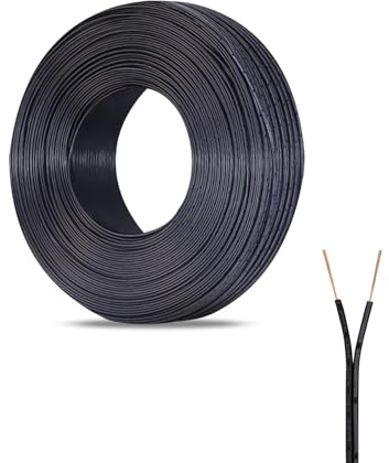 ZoZoMaiy 10M PVC Electrical Wire 24 AWG Copper Wire Flexible Electrical Cable 2 Core Parallel Wire Black Diameter 1,8 * 3,6mm for Installing Low-Power Appliances