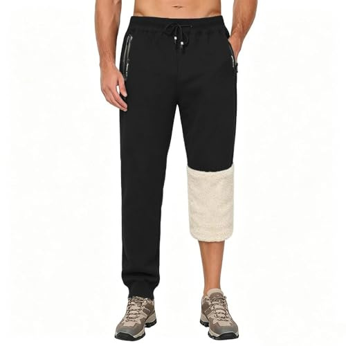 ZOXOZ Pantaloni Tuta Uomo Felpata Pile Fleece Foderato Termici Sportivi Cotone Joggers Pantaloni Cerniera Tasche Laterali
