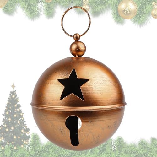 YiYa Grandes cloches de décoration de Noël avec étoile 24,9 x 30,5 cm pour sapin de Noël, porte, décoration de jardin (doré)