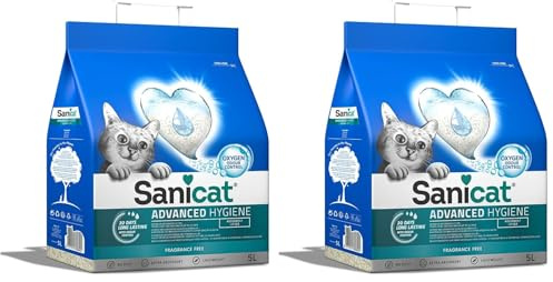 Sanicat - Litière Advanced Hygiene sans Parfum | Ultra absorbante | Produit de Haute qualité pour l’hygiène de Votre Animal | Absorbe Les Mauvaises odeurs | Format : 5 L (Lot de 2)