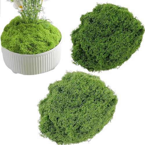 WANYI 100g Moos Kunstmoos zum Basteln Künstliches Moos Deko Bastelmoos Dekomoos zum Basteln für Modellbau Aquarium Garten(50g dunkelgrün+50g hellgrün)