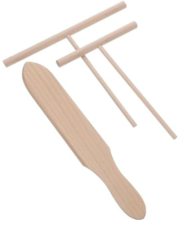 KICHOUSE Kit De 3 Espátulas Para Crepes y Panqueques Esparcidor y Volteador De Madera Utensilios De Cocina Antiadherentes