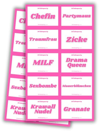 50x Pinke Version Malle Sticker Set in Top-Qualität mit UV-Beschichtung | 10 Motive x 5 Sticker | Malle Accessoire Sauf Saufen JGA Frauen Mallorca Aufkleber Karneval Fasching Party | Drinkoparty