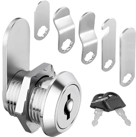EuAcesry Serratura Armadietto, 16 mm Serratura a Camma Blocco Cassetta Postale delle Lettere, Serratura per Mobili con 5 Diverse Piastre di Serratura, per Armadietti Spogliatoio e Lettere Armadi