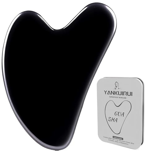 Gua Sha Stein Herzform - Guasha Gesichtsmassage für Augenschwellungen, Hautstraffung, Lymphdrainage Gesicht - Face Massager (Schwarz) | Leichte Hause Hals und Schultermassage Wiederverwendbar Lindert Schmerzen Verbessern Blutzirkulation alle Hauttypen