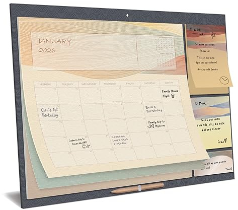 Monthly Family Calendar 2026 – Aesthetic Magnetic Wall Calendar with Sticky Notes - Organiser for Wall or Fridge - Now until December 2026, 30x40cm