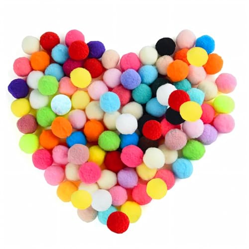 EHIOG 200pcs Craft Pompoms, 25mm Multicolores Craft Petit Pompons, Gros Pompons Artisanale Moelleux pour Guirlandes,Franges,Pâques,Enfants Projets Scolaires et d'artisanat