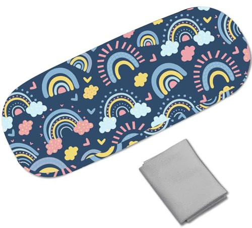 CREATCABIN Custodia Rigida per Occhiali in Pelle Custodia per Occhiali da Sole Custodia Portatile da Viaggio Custodia Protettiva A Conchiglia per Donne e Uomini Regalo Arcobaleno da 16.2x6.4x3.9cm