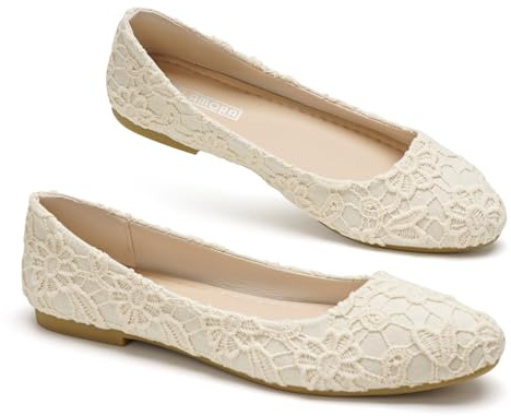 GLAMORA Bailarinas Encaje Mujer Manoletinas Zapatos Planos Punta Fina Calzado Ligero Cómodo Primavera Verano Floral Slip On Suela Flexible Transpirable bg-39