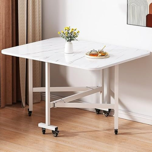 Klappbarer Esstisch – Holztropfenblatt-Design, Universalrad, ausziehbares Tisch-Set für kleine Räume und Restaurants