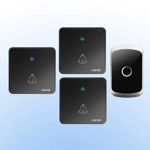 SLDAGe Funkklingel Kabellose Türklingel Funk klingel Set Aussen Wasserdicht IP65 Haustürklingel 300m Reichweite Plug-in Doorbell Haustür Klingel Kit mit 3 Sendern 60 Melodien,5 Lautstärke,Schwarz