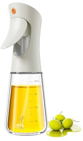 Ibergrif Refillable Glass Oil Sprayer & Dispenser 180ml – Precision 1g Pump Spray Bottle for Air Fryer & Kitchen, Borosilicate Glass, BPA-Free, Anti-Drip, White, M528W