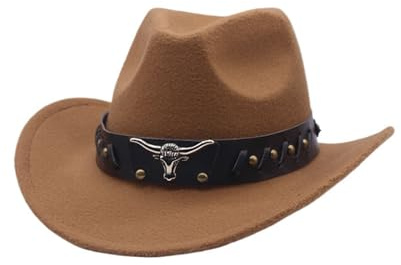 Generisch Cowboyhut Herren Damen mit Band Cowgirl Westernhut Cowboyhüte für Damen Schwarz Cowboy Hut