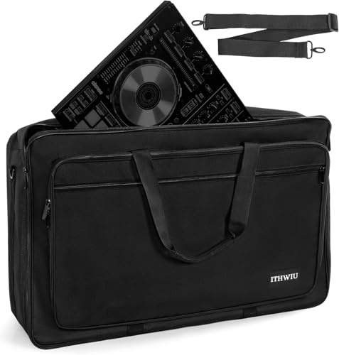 FREEAMG DJ-Controller-Tasche – gepolsterte Aufbewahrungstasche für DDJ-200, Hercules Inpulse 200, AKAI MK3 und mehr, schützende Reisetasche mit (schwarz), Schwarz , L:60x36x8CM, DJ-Controller-Tasche