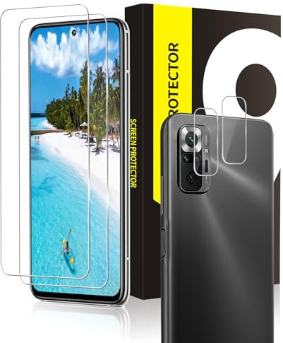 Cable Leader 2 + 2 protectores de pantalla para Xiaomi Redmi Note 10 Pro, ultra HD, sin burbujas, dureza 9H, antiarañazos, Xiaomi Note 10 Pro, 2.5D Edge, ajuste perfecto, cristal protector duradero
