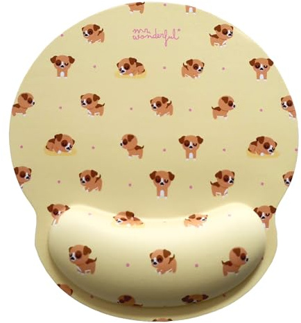 WONDEE Mr Wonderful Tapis de Souris en Gel avec Repose-Poignet Motif Chien Ergonomique avec Repose-Main Le Pouvoir de la Joie – Cadeaux pour Filles et Femmes