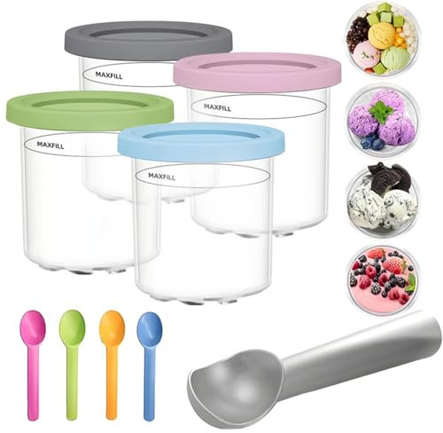 Genérico Pack de 4 Tarrinas para NC501 y NC500, 710ml (24oz) Recipientes de Repuesto con Tapas Herméticas, Sin BPA y Apto para Lavavajillas, Accesorios Heladera