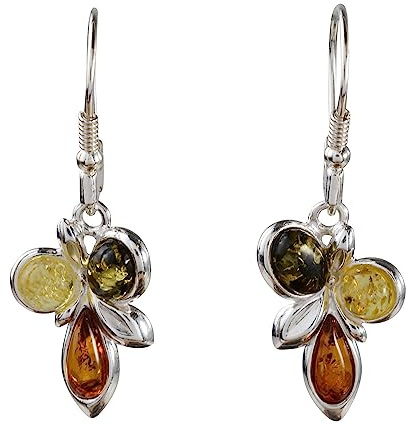 Sterling Silver and Baltic Multicolored Amber Earrings Martina