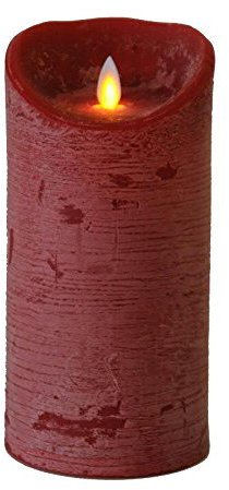 Vela LED grande y gruesa, color rojo, altura: 20 cm, diámetro: 10 cm, material: cera auténtica, funciona con pilas, con temporizador.