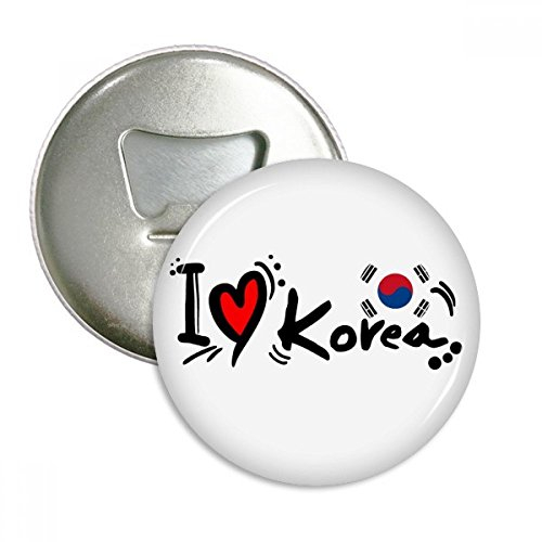 I love KOREA Wort Flagge Love Herz Illustration rund Flaschenöffner Kühlschrank Magnet badge Button 3 Geschenk