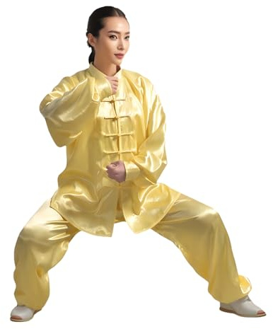 Andux Chinese Traditional Tai Chi Uniforms Kung Fu Clothing Unisex SS-TJF01 (Yellow, XL)