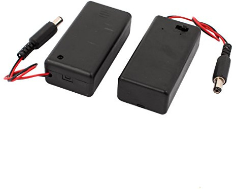 Aexit 2 Piles, Chargeurs & Testeurs pcs DC 9V ABS Pile ON/OFF boîte couverts fort avec 5,5 x 2,1 Connecteur Piles rechargeables alimentation CC