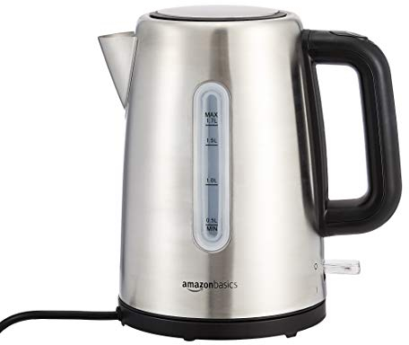 Amazon Basics Stainless Steel Portable Electric Hot Water Kettle - 1.7 liter, Silver