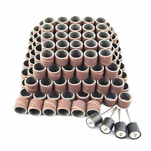 Merryland Sanding Drum Sander for Dremel 184pcs, Sanding Band Sleeve 120# 13mm 180pcs and Mandrel 4pcs Mini Rotary Tool Accessory Electric Power Tool DIY, RMTA184C3