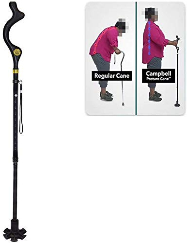 Portable Walking Stick Women Men Posture Walking Cane Foldable Lightweight Adjustable Height Self-Stand 360° Traction Non Slip Crutches Elderly Ladies Hiking/Trekking Pole/Travel/Home(Black)