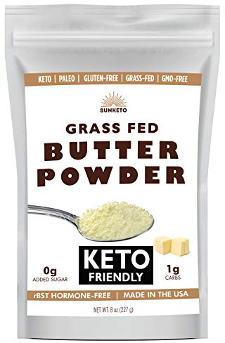 Organic Grassfed Real Butter Powder - Keto NON GMO rBST Hormone Free Paleo Low Carb Sugar Free Gluten Free - Healthy Fat Bomb - Great in Keto Coffee - Unsalted 8oz