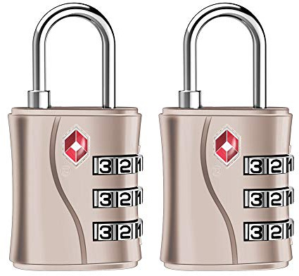 ZHEGE TSA Kofferschlösser, Gepäckschlösser, Zelt Schloss (2, Roségold) | 3 Stellige Vorhängeschlösser Zahlen für Rreisekoffer, Tasche, Rucksäcke, Kleines Zahlenschlösser Spind für Mädchen