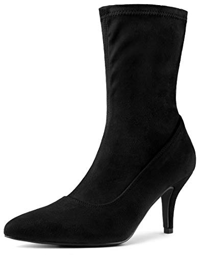 Allegra K Women Pointy Toe Stretch Sock Stiletto Heels Ankle Boots