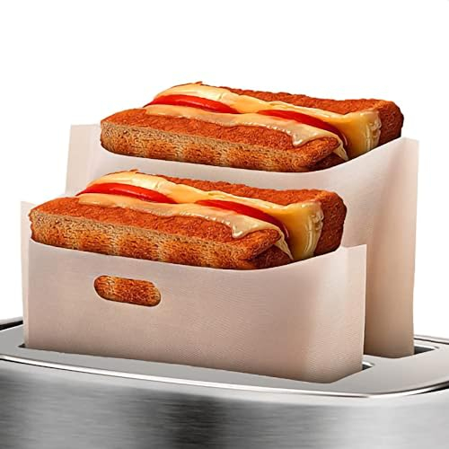 Non-Stick Reusable Toaster Bags (Set of 12),Heat Resistant, Gluten Free，for Grilled Cheese Sandwiches