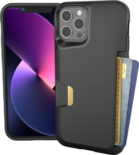 Smartish Silk Apple iPhone 12/12 Pro (6,1) Wallet Case Funda - Wallet Slayer Vol. 1 [Delgado + Protector] Titular de la Tarjeta de crédito - Negro