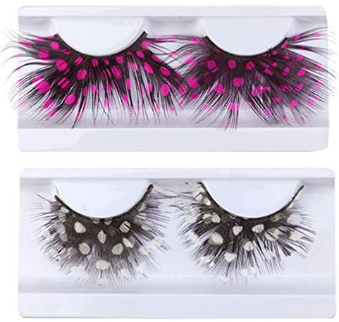 2 Paar Feder Falsche Wimpern Wimpernverlängerungen Flauschige Dicke Wimpern Federwimpern Cosplay- Handgefertigte Halloween- Tanzkostüm Fräulein Handbuch Weiß
