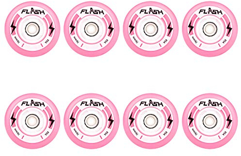 TGHY LED Blitzräder für Inline Skates - 72mm 76mm 80mm - Leuchträder - 85A PU Ersatzräder - Packung mit 4 Stück,Rosa,76mm