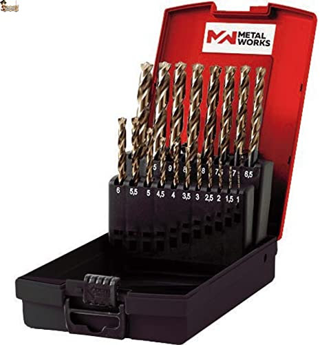 BricoLoco Kit estuche brocas metal acero rápido aleación cobalto. Kit brocas industrial. HSS-CO. Aceros duros e inoxidables. 19 piezas. Diámetros de 1 a 10 mm. x 0,50. (3)