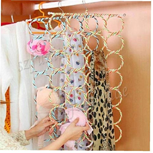 12metal Multi Scarves Display Hang Ties Belt Organize Circle Storage Holder Random Color