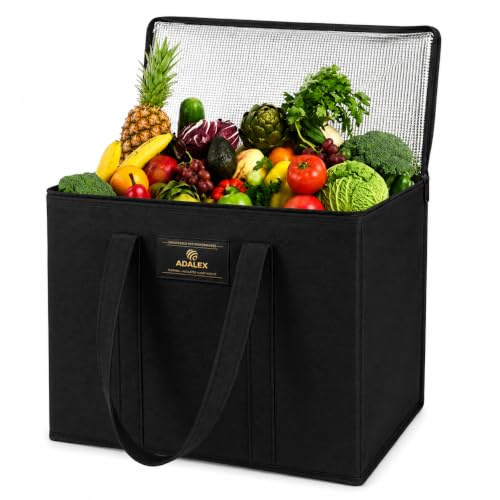 Adalex Global 26L Cool Bag Cooler Bag and Cooler Box, Insulated Food Delivery for Uber Eats, Thermal for Hot and Frozen Food, Picnic and Grocery Delivery, Freezer Shopping (22x30x40cm 26l Black, XL)