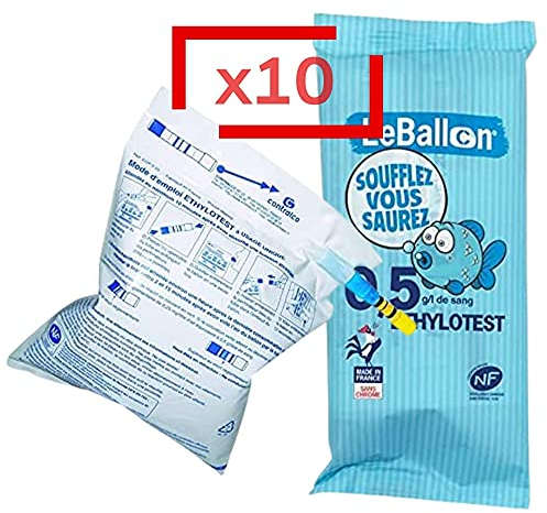 Le Pro du Médical - 10 Einweg-Alkoholtester, 0,5 g/l – NF-Norm