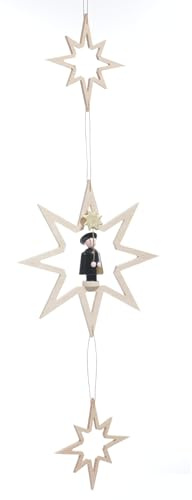 Rudolphs Schatzkiste Fensterschmuck 3 Holzsterne/Mittelstern mit Kurrendesänger Länge 38 cm NEU