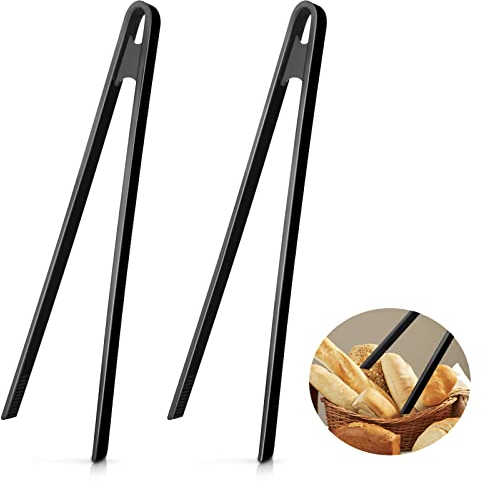 Prasacco 2 Pcs Silicone Tongs, 11.4 Inch Non-Stick Heat Resistant Kitchen Food Tongs
