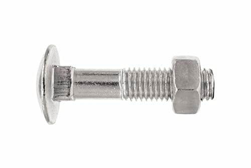 INDEX Vis tête ronde collet carré et écrou hexagonal - Zinguée M5 x 25 - Boite de 500 - Vis, pointes, boulons