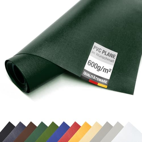 ANKO PLANEN Lona para camión de PVC 600 g/m² por Metros – Lona Industrial Pesada de Cobertura con Tejido Reforzado, Acabado Mate (Verde, 3 m x 2 m)
