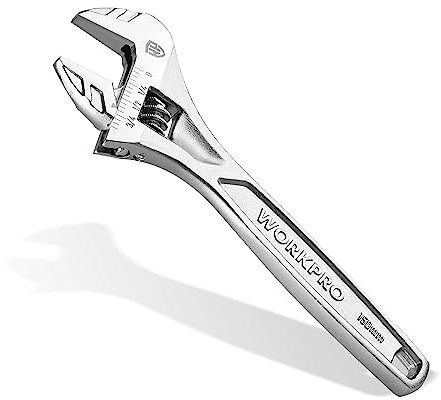 WORKPRO Llave ajustable, llave inglesa resistente de 6 pulgadas con escala métrica, acero Cr-V premium, chapado en cromo