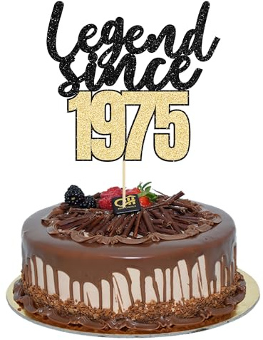 Gyufise 1Pcs Legend Since 1975 Cake Topper 50th Birthday Cake Decoration Hello 50 Funny 50 and Fabulous Decoration for 50th Wedding Anniversary Boys & Girls Birthday Party Decoration Supplies