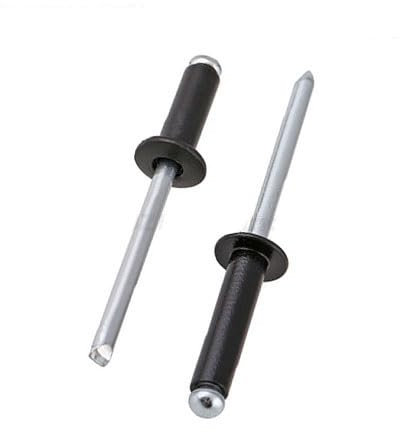 Niete 100 Stück M2,4/3,2 x 6/8/10–25 mm schwarze Aluminium-Blindnieten mit rundem Kopf, Nageldekoration, Pop-Nieten, M4 x 6 mm