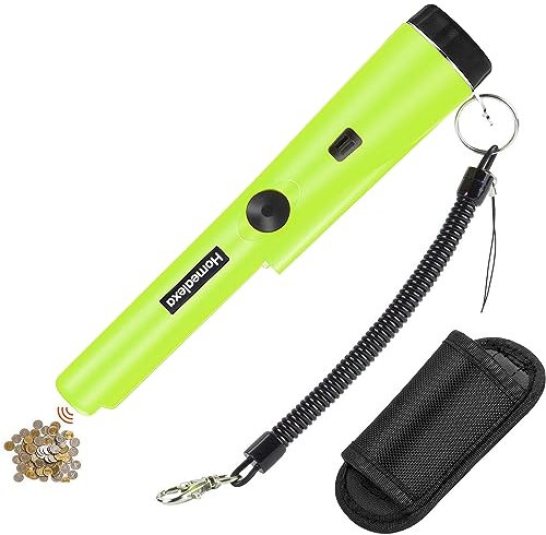Tragbar Metallsuchgerät, Homealexa Metall PinPointer IP66 Wasserdichter mit eingebautem LED Indicator/Alarm Licht/ 360° Scan/Holster für Goldmünze Hunt, Relikte, Schmuck Grün