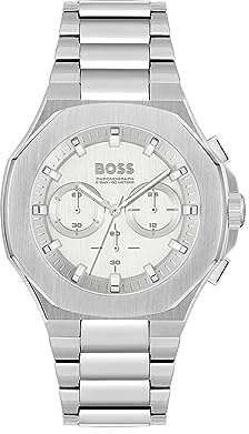 BOSS Chronograph Quarz Uhr für Herren Kollektion Taper mit Silbernes Edelstahlarmband - 1514087